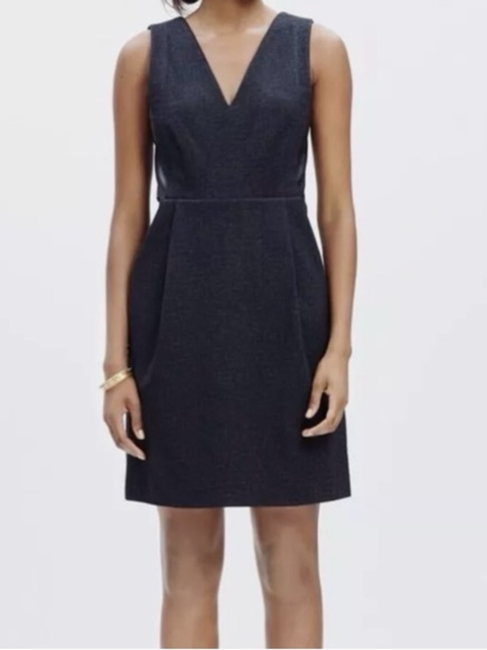 Madewell Charcoal Gray Ponte Knit and Leather Sheath Dress